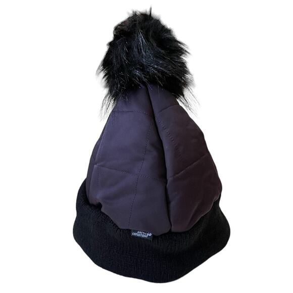 Artic Expedition Purple Quilted Beanie Removable Pom Pom Winter Hat Size S/M NWT - Picture 7 of 9
